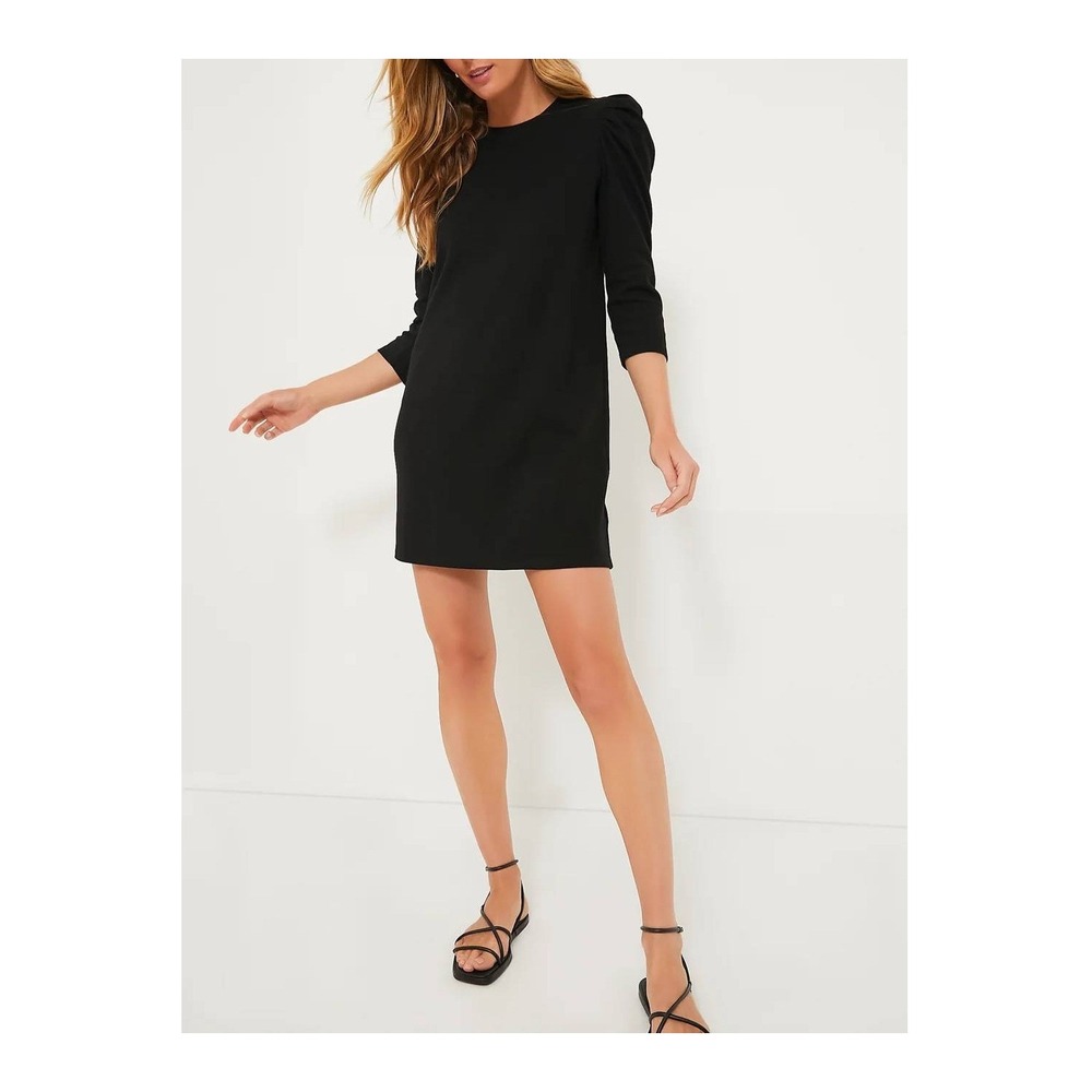 Pomander Place Vesty Mini Dress Black Puff Sleeve Cotton L Classic Y20721T